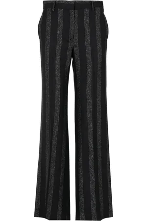Msgm Spodnie, Kobieta, Czarny, XS, Wełna, Szerokie wełniane spodnie