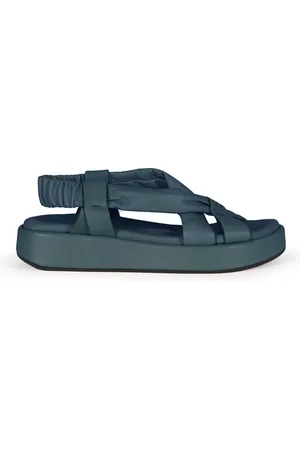 Cortana Buty, Kobieta, Zielony, 37 EU, Skóra, Zielone płaskie sandały Ocean