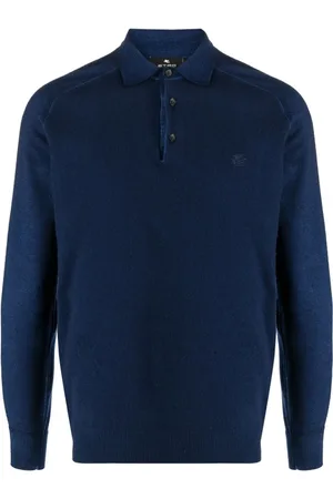 Etro Koszulki, Mężczyzna, Niebieski, XL, Wełna, Klasyczne Polo