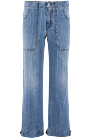 ERMANNO SCERVINO Jeansy, Kobieta, Niebieski, S, Bawełna, Spodnie z szerokimi nogawkami
