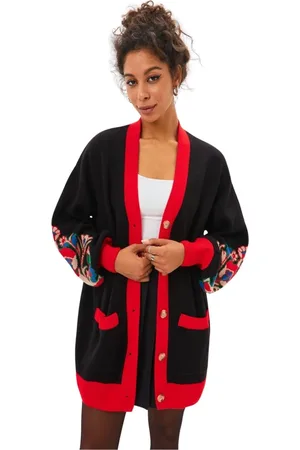 CESARE GASPARI Swetry, Kobieta, Czarny, ONE SIZE, Puffy Sleeve Cardigan