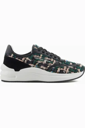 Emporio Armani Buty, Kobieta, Czarny, 38 EU, Sportowe buty z detalami bouclé
