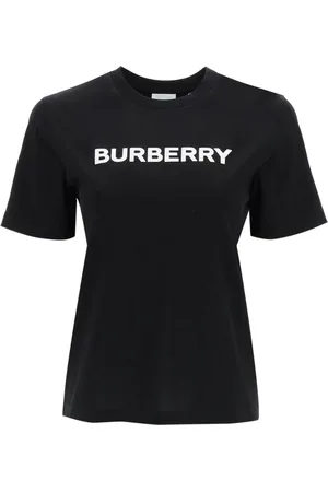 Burberry Koszulki, Kobieta, Czarny, XS, Bawełna, Bawełniany T-shirt z nadrukiem logo