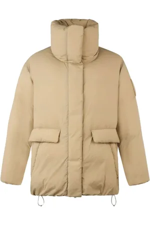 Moose Knuckles Kurtki, Kobieta, Beżowy, S, Nylon, Beżowa kurtka nylonowa z wypełnieniem puchowym