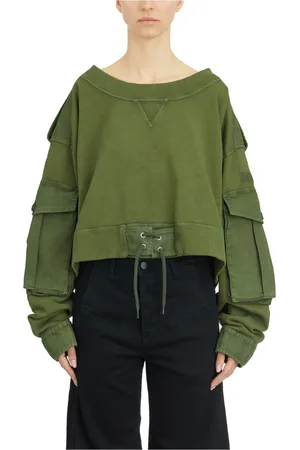 Dsquared2 Bluzy, Kobieta, Zielony, S, Bawełna, Bluza Crewneck z wieloma kieszeniami
