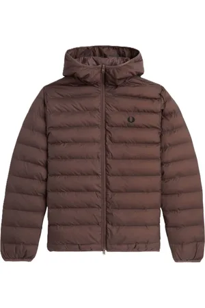 Fred Perry Kurtki, Mężczyzna, brązowy, S, Poliester, Kurtka ocieplana z kapturem