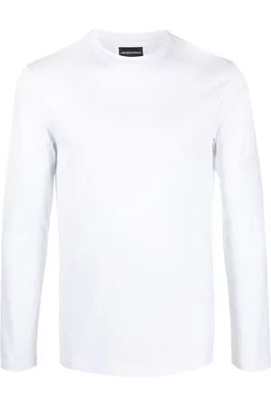 Emporio Armani Koszulki, Mężczyzna, Biały, 2XL, Bawełna, Top z długim rękawem