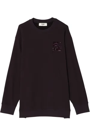 Fendi Bluzy, Kobieta, Fioletowy, M, Bawełna, Bluza Crewneck