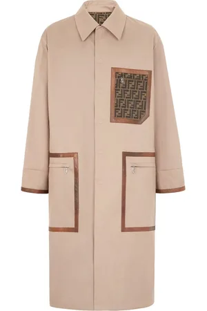Fendi Płaszcze, Mężczyzna, brązowy, L, Beżowy Płaszcz Trench Aw 23