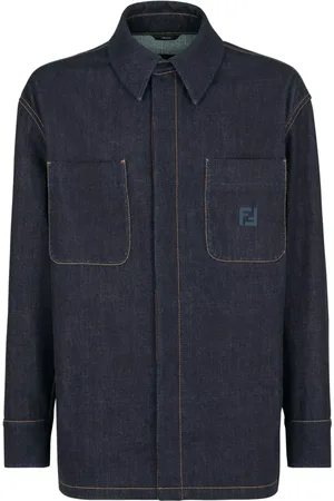 Fendi Kurtki, Mężczyzna, Niebieski, M, Denim, Jeansyowa Kurtka Denim