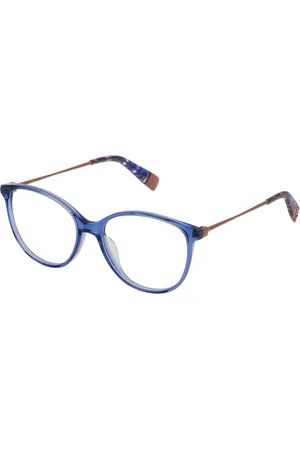 Furla Akcesoria, Kobieta, Niebieski, ONE SIZE, Niebieskie okulary z metalowymi oprawkami z octanu