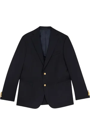 Brooks Brothers Kurtki, Mężczyzna, Niebieski, M, Wełna, Granatowa marynarka z czystej wełny