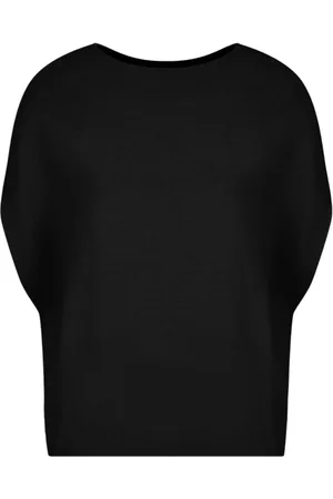 Emporio Armani Bluzki, Kobieta, Czarny, L, Czarny sweter z okrągłym dekoltem