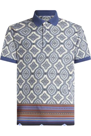 Etro Koszulki, Mężczyzna, Niebieski, M, Niebieski Polo z Geometrią