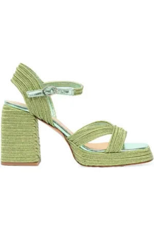 Castaner Buty, Kobieta, Zielony, 36 EU, Skóra, Metaliczne Sandały Plecione Model Valle