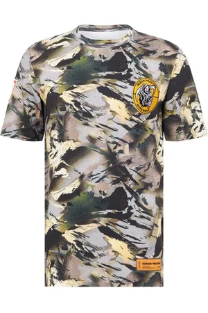 Heron Preston Koszulki, Mężczyzna, Zielony, M, Bawełna, Camo Logo Upgrade Tee