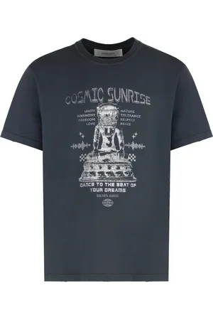 Golden Goose Koszulki, Mężczyzna, Szary, XL, Bawełna, Bawełniany T-shirt z efektem znoszenia