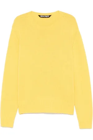 Palm Angels Swetry, Mężczyzna, Żółty, 2XL, Sweter z Okrągłym Dekoltem w Kolorze Zachodzącego Słońca