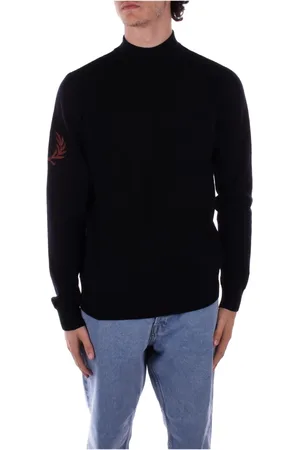 Fred Perry Swetry, Mężczyzna, Czarny, M, Wełna, Golf z logo