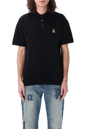 Palm Angels Koszulki, Mężczyzna, Czarny, S, Bawełna, Polo T-shirt Bear In Mind