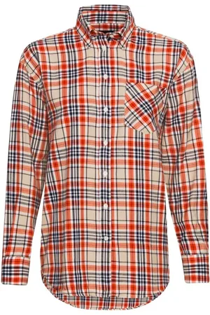 GANT Bluzki, Kobieta, Wielobarwność, L, Bawełna, Swobodna Koszula Flanelowa w Kratę