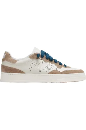 P448 Buty, Mężczyzna, Wielobarwność, 40 EU, Skóra, Perforowane Skórzane Sneakersy z Logo Kremowe