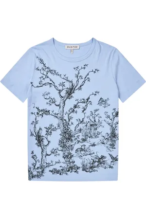 Munthe Koszulki, Kobieta, Niebieski, M, Bawełna, T-shirt z nostalgicznym nadrukiem