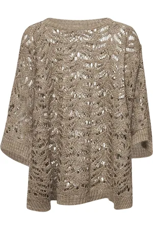 Brunello Cucinelli Swetry, Kobieta, Beżowy, L, Beżowy Sweter z Kimono