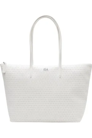 Lacoste Torebki, Kobieta, Biały, ONE SIZE, Perforowana torba na ramię z powlekanej tkaniny Canvas