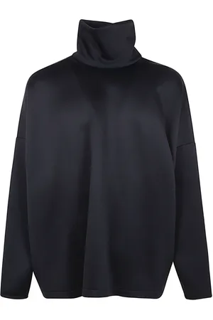 FEAR OF GOD Swetry, Mężczyzna, Czarny, M, Bawełna, Czarny Top z Rozcięciem, Wysokim Dekoltem i Długim Rękawem