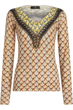Etro Koszulki, Kobieta, Wielobarwność, S, Kaszmir, Maglia Scollo V