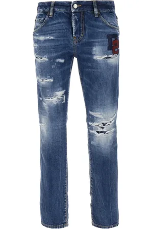 Dsquared2 Jeansy, Kobieta, Niebieski, 3XS, Bawełna, Postarzane dżinsy cropped