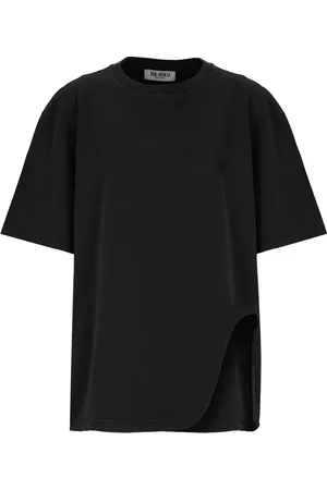 The Attico Koszulki, Kobieta, Czarny, S, Bawełna, Czarny bawełniany T-shirt z haftowanym logo