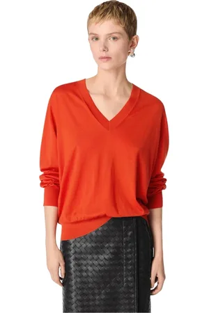 Bottega Veneta Swetry, Kobieta, Pomarańczowy, S, Kaszmir, Sweter V