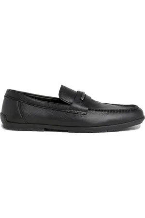 Calvin Klein Buty, Mężczyzna, Czarny, 44 EU, Skóra, Czarne mokasyny z metalowym detalem