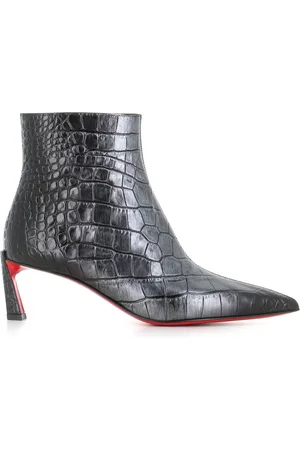 Christian Louboutin Buty, Kobieta, Czarny, 39 EU, Skóra, Czarne skórzane botki na obcasie