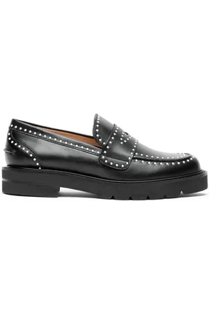 Stuart Weitzman Buty, Kobieta, Czarny, 39 EU, Skóra, Mokasynyy z Perłami w Nowoczesnym Stylu