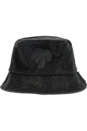Palm Angels Akcesoria, Kobieta, Czarny, ONE SIZE, Bawełna, Kapelusz typu Bucket z Dżetami