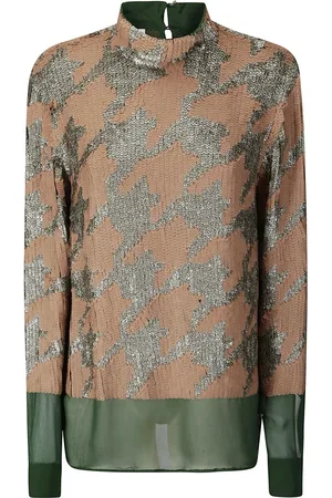 DRIES VAN NOTEN Bluzki, Kobieta, Wielobarwność, M, Koszula z cekinami ze stójką zapinana na plecach