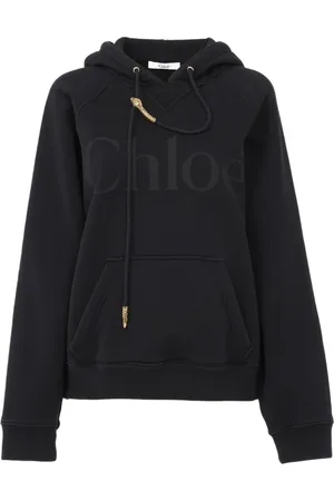 Chloé Bluzy, Kobieta, Czarny, S, Bawełna, Czarna bluza z kieszenią typu kangur