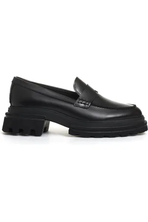 Hogan Buty, Kobieta, Czarny, 40 EU, Skóra, Czarne skórzane mokasyny