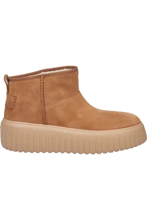 Hogan Buty, Kobieta, brązowy, 37 EU, Zamsz, Brązowe botki z naturalnym futrem