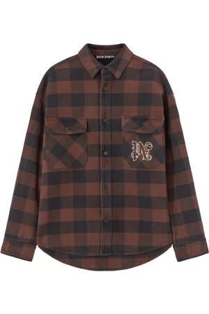 Palm Angels Koszule, Mężczyzna, brązowy, L, Koszulka Casual
