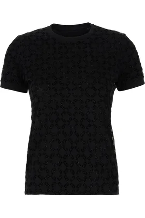 Givenchy Koszulki, Kobieta, Czarny, S, Tiul, Koszulka z tiulową nakładką przy dekolcie