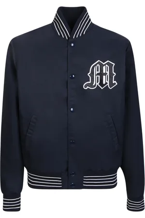 Msgm Kurtki, Mężczyzna, Niebieski, S, Niebieska kurtka bomberka z logo