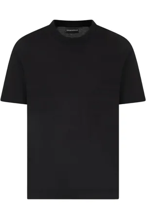 Emporio Armani Koszulki, Mężczyzna, Czarny, L, T-shirt z krótkim rękawem z logo Jacquard