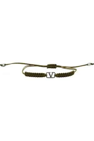 VALENTINO GARAVANI Akcesoria, Mężczyzna, Zielony, ONE SIZE, Len, Bransoletka z logo metalowym