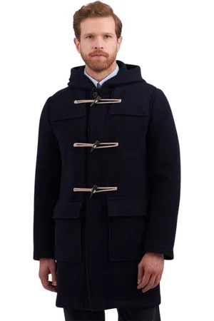 Brooks Brothers Płaszcze, Mężczyzna, Niebieski, S, Wełna, Granatowy Płaszcz Duffel z Wełny