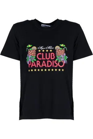 Msgm Koszulki, Kobieta, Czarny, S, Bawełna, Koszulka Casual z Nadrukiem Logo