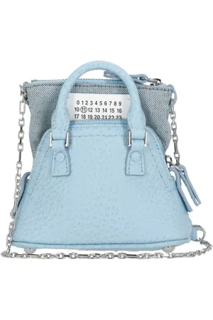 Maison Margiela Torebki, unisex, Niebieski, ONE SIZE, Skóra, Jasnoniebieska torebka crossbody ze skóry groszkowej